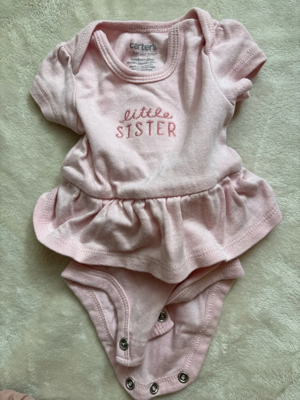 Little Sister One-Piece Bodysuit Pants - Brown & Pink 3 piece set newborn girl